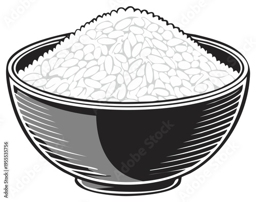 Bowl of Rice Illustration Traditional Food Concept