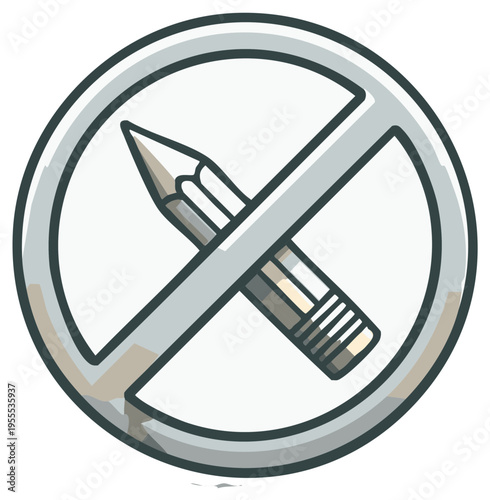 No Pencil Sign Isolated Icon for Drawing or Writing Forbidden, Artistic Restraint Illustration