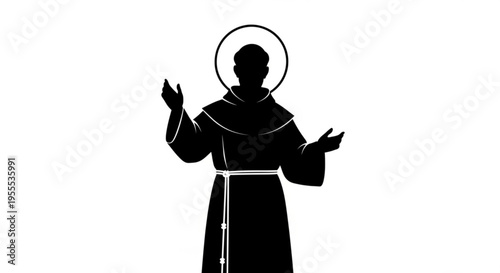 Saint Francis of Assisi Silhouette with Halo