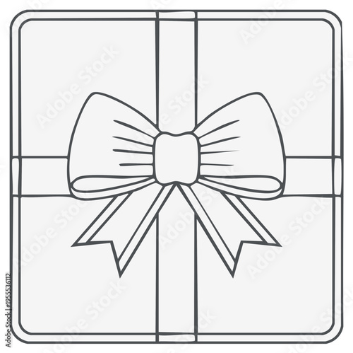 Outline of a gift box with a bow