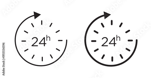 24 Hrs icon. Vector illustration isolated on white.