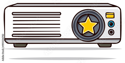 Modern digital projector with prominent star lens design for presentations and entertainment