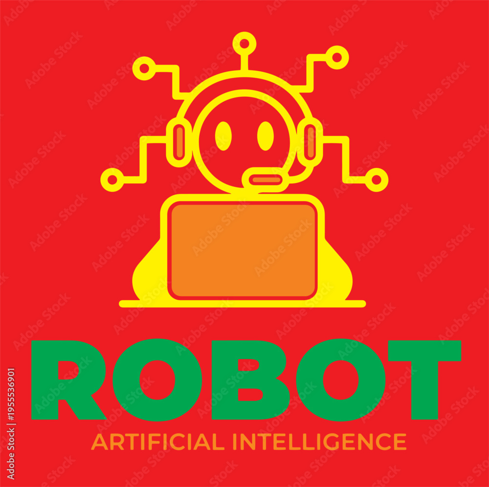 Naklejka premium Artificial Intelligence and Technology Digital Logo Concept