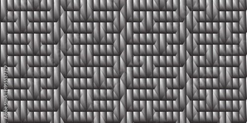 Seamless geometric pattern with 3D cubes in grayscale. The optical illusion creates a visually engaging and modern design, perfect for backgrounds, wallpapers, and textiles