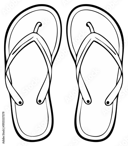 Outline of a pair of flip-flops for summer footwear and beach wear