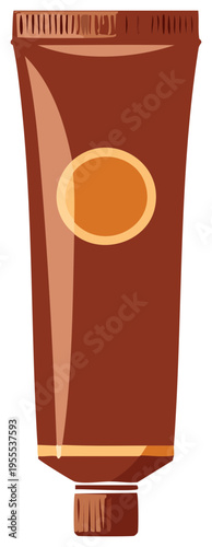 Illustration of a Brown Tube Container for Cosmetics, Medicine or Food Items with a Simple Design