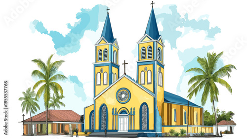 Saint Peter and Paul Cathedral. Saint Peter and Paul Cathedral hand drawn watercolor illustration