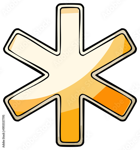 A glossy yellow and orange Star of Life symbol, a cartoon icon for emergency medical services