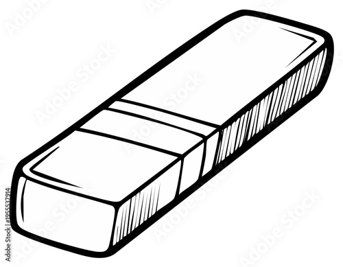 Black and white illustration of a rubber eraser with thick outline