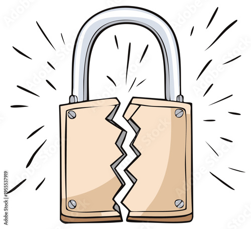 Broken Padlock Symbolizing Security Breach and Freedom