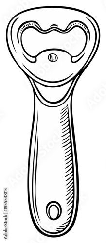 Classic Hand Drawn Bottle Opener Illustration for Beverage Service