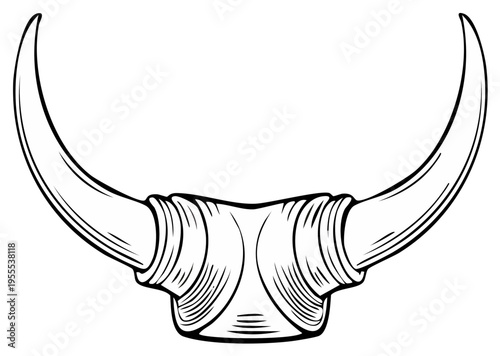 Stylized Illustration of Bull Horns Graphic