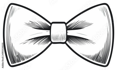 Elegant hand drawn bow tie illustration in black and white, graphic design concept