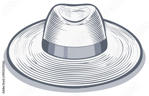 Classic Fedora Hat with Ribbon Band in Stylized Illustration