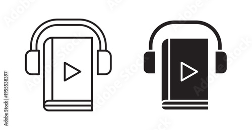 Audiobook icon. Vector illustration isolated on white.
