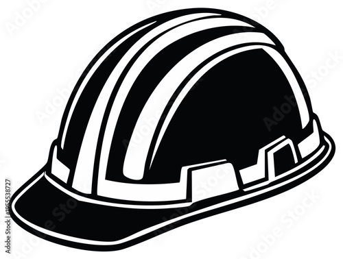 Black and white construction helmet vector illustration safety and protection equipment