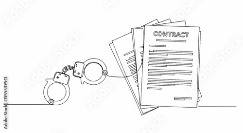 Handcuffs and legal documents on a table symbolizing law enforcement and justice procedures