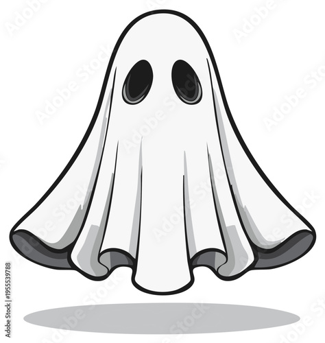 Cartoon ghost illustration for Halloween, spooky design element
