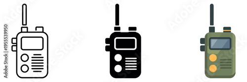 Walkie Talkie icon vector illustration featuring two-way radio, communication device, and wireless signaling, editable design for apps, interfaces, and infographics
