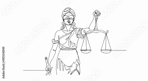 Justitia goddess of justice holding scales and sword blindfolded symbol of law and order balance and fairness