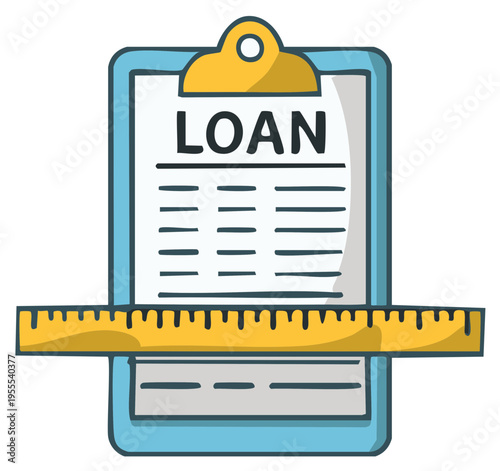 Loan document with ruler icon for financial assessment or credit check