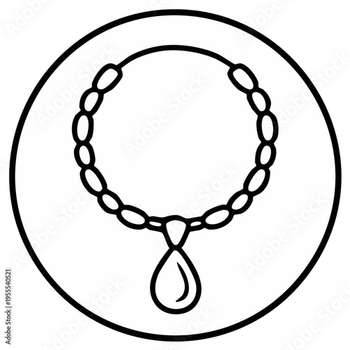 Illustration of Necklace with Pendant inside a Circle Emblem