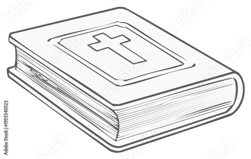 Closed Book with Cross Illustration Depicting Religious Beliefs and Christian Faith