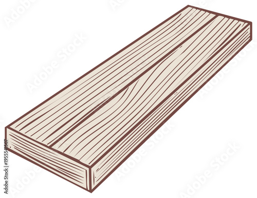 Simple illustration of a wooden plank with visible grain and a clean perspective