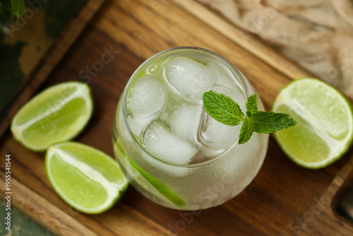 Glass of lime infused water...
