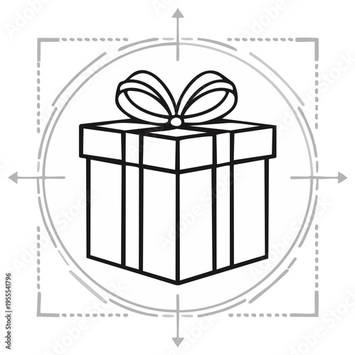 Festive Gift Box with Bow Icon Inside a Target Frame