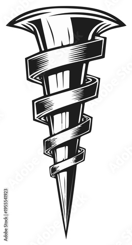 Stylized spike with ribbon illustration vector art classic design