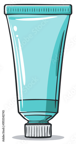 Blank blue cosmetic tube illustration for mockup or packaging design