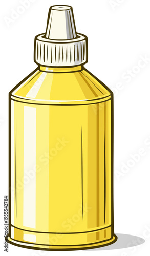 Vibrant Yellow Liquid Bottle with White Dropper Cap Illustration