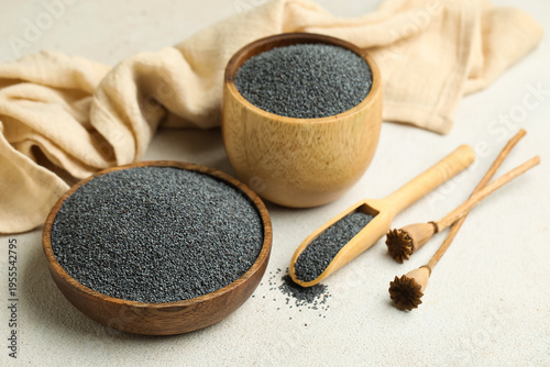 Wooden bowls and scoop with...