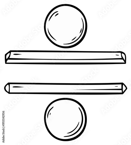 Division symbol illustrated in black and white, mathematical representation.