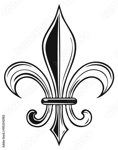 Classic Black and White Fleur de Lis Heraldic Royal Lily Symbol