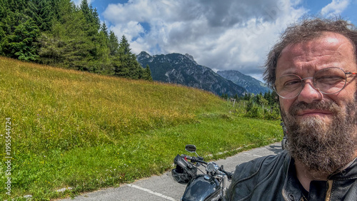 senior man with Motorcycle