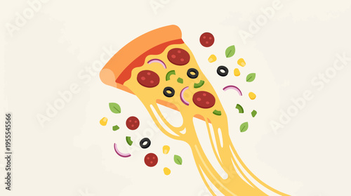 Delicious Italian Pizza Slice with Cheese.