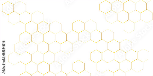 Seamless honeycomb vector pattern featuring a golden geometric hexagon texture with yellow bee cells in a sweet nature inspired wallpaper design.