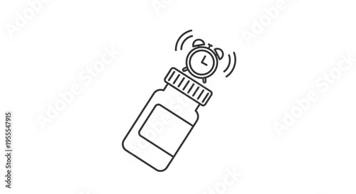 Alarm Clock Ringing On Pill Bottle, Medication Reminder Concept