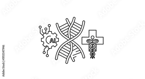 AI, DNA, and Medical Symbol: Future of Healthcare Technology and Science