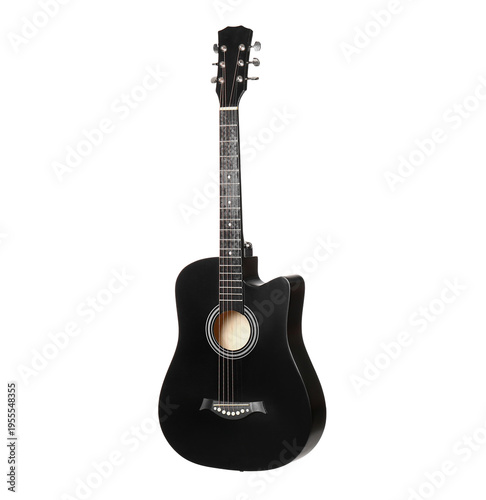 Modern black guitar on whit...
