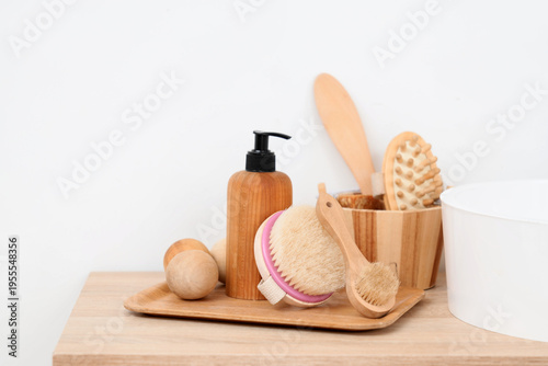 Tray, massage body brushes,...