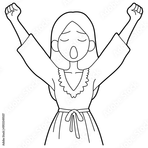 Woman Yawn Morning Wake Up Outline.