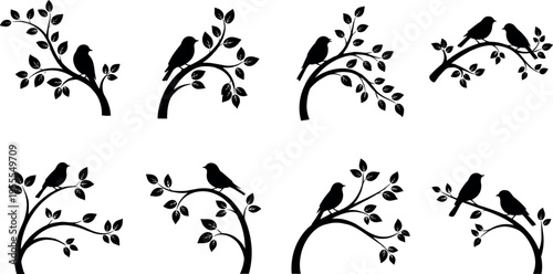 Black and white animal silhouette illustration featuring German shepherd dog in motion and sitting domestic cat representing pet companionship, wildlife contrast, nature theme, vector design