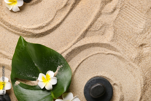 Plumeria flowers with palm ...