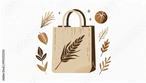 Handbag with Leaf Design and Handles.