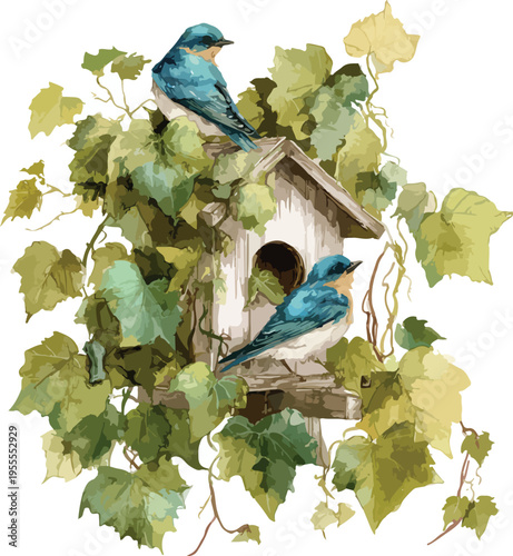 Blue tit perched on a colorful branch in nature