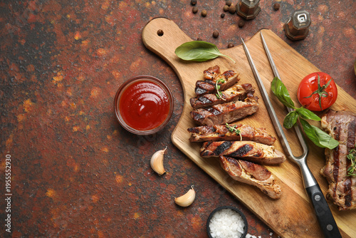 Tasty grilled steaks with t...