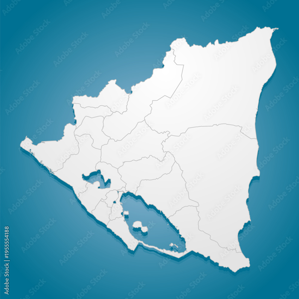 Obraz premium Creative map country Nicaragua divided on regions
